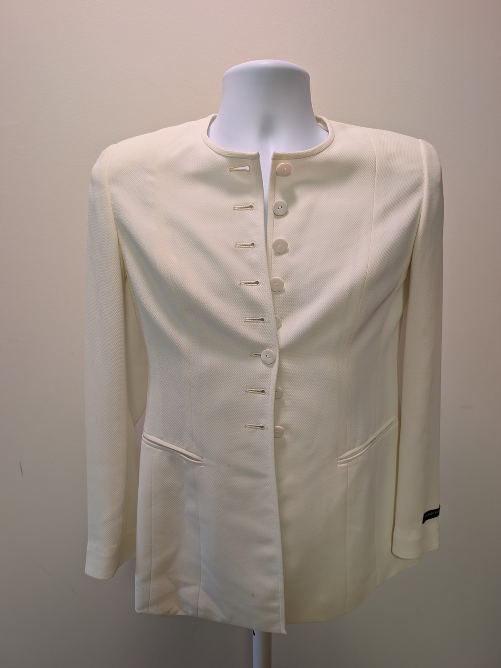 Vintage Giorgio Redaelli Le Collezioni Cream Collarless Blazer Jacket 6R